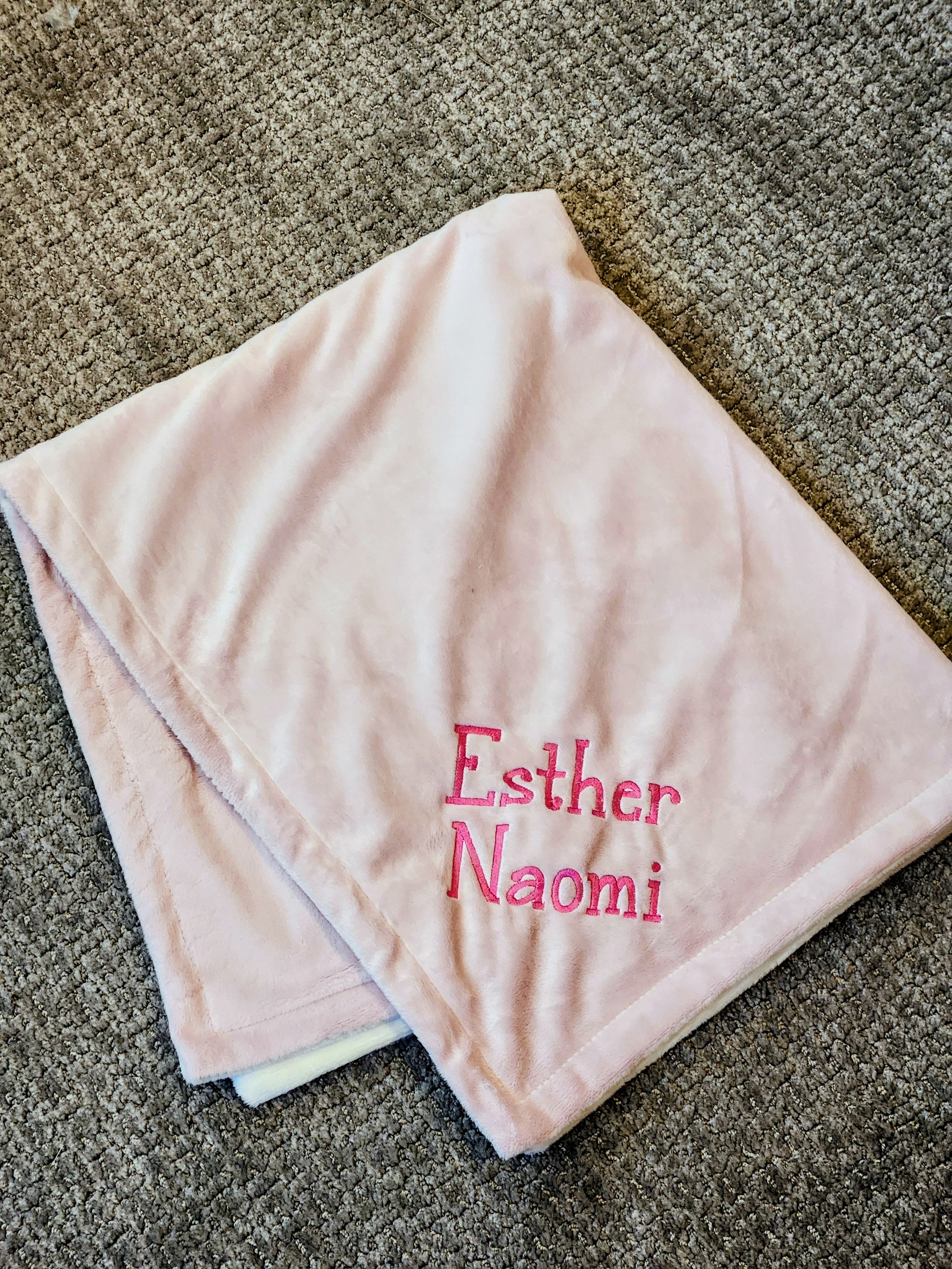 Cuddle Velour Pink Blush and Cream Girls Minky Blanket