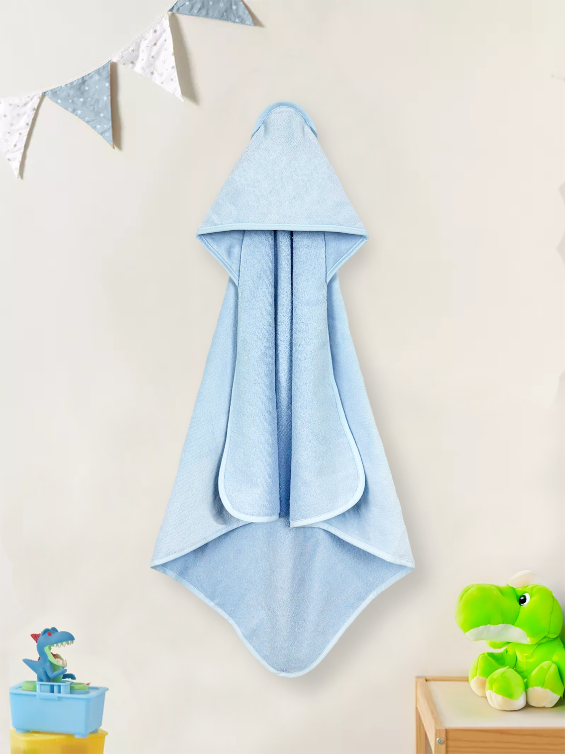 Baby Blue Hooded Cotton Baby Towel
