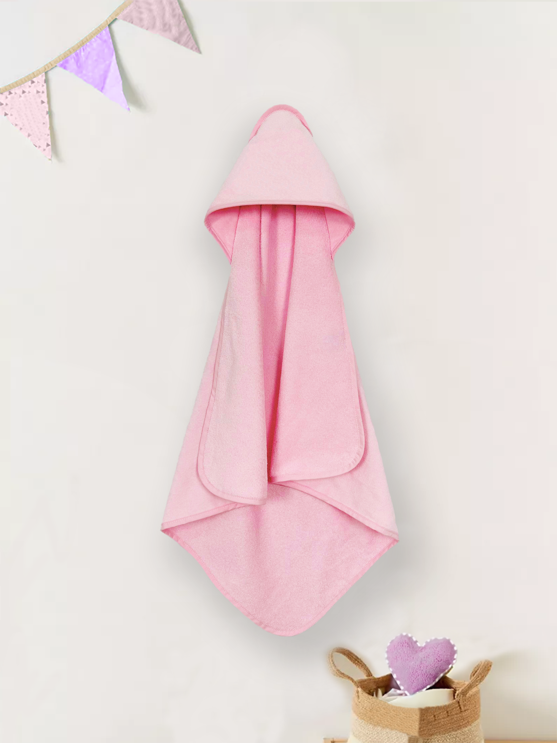 Bubblegum Pink Girls Hooded Cotton Baby Towel