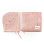 Petal Pink Luxury Blanket + Bonnet Hat Set