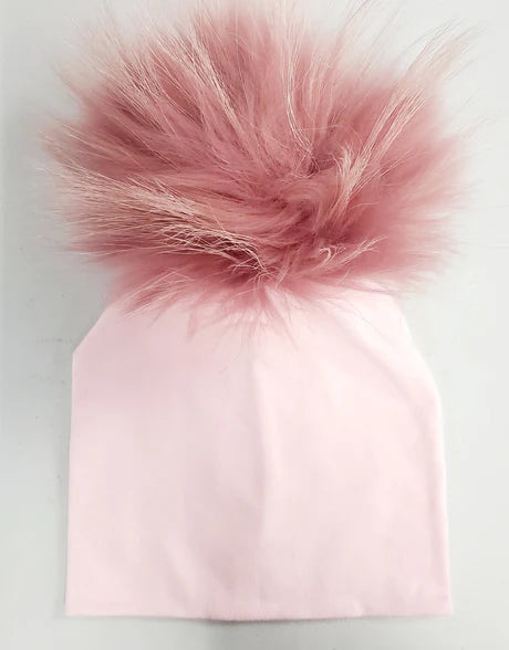 Mauve Woodrose Pompom Cotton Hat