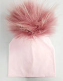 Mauve Woodrose Pompom Cotton Hat