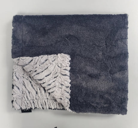 Midnight Navy Zebra Minky Blanket