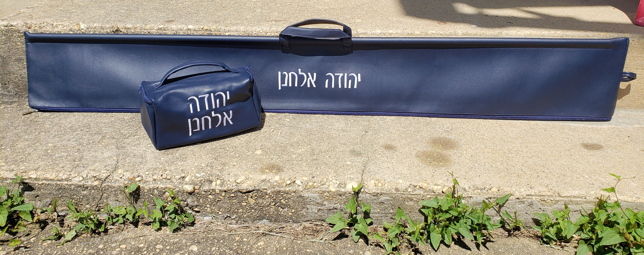 Embroidered Navy Esrog Bag