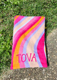 Wavy pink beach adult/kids towel