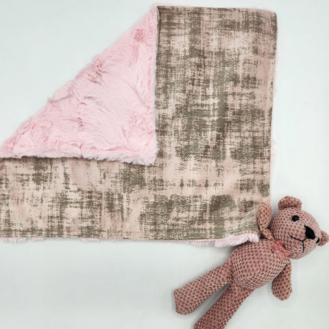Vintage Pink Suede & Luxe Pink Lovie With Teddy Bear