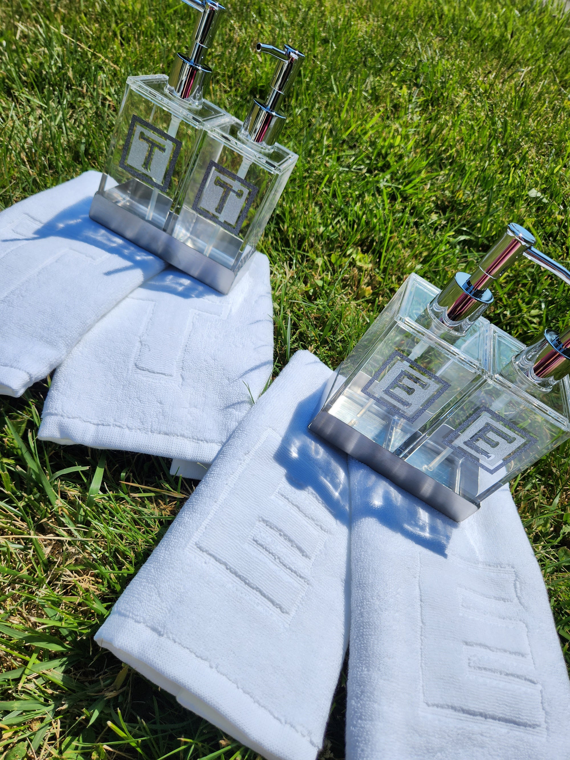 Lucite Soap Dispenser Set