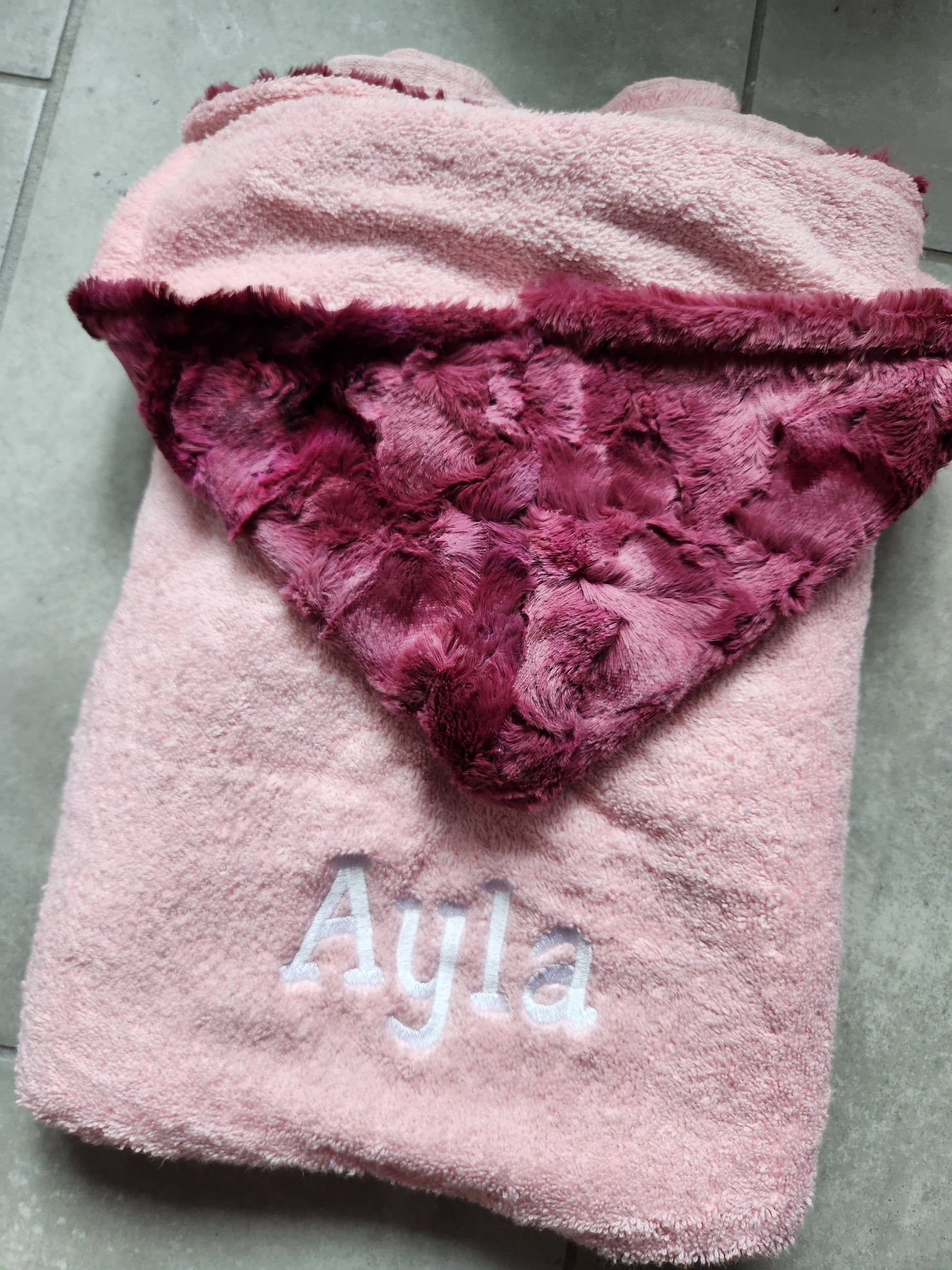 Smokey Raspberry Pink Girls Hooded Towel