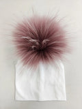 White Mauve Woodrose Pompom Cotton Hat (Copy)