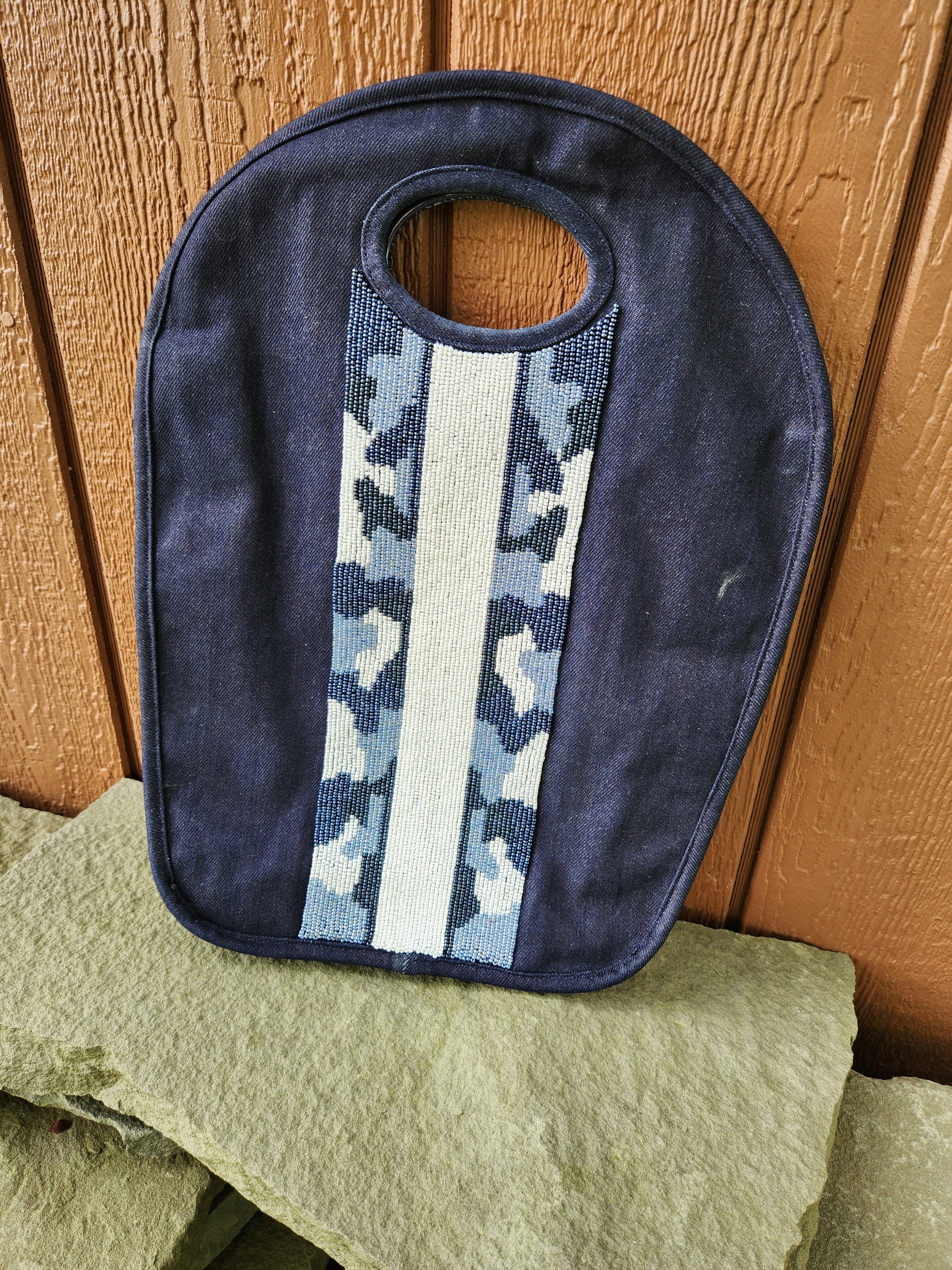 Camo Stripe Denim Keyhole Bag