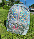 Iridescent diamond stich backpack with sunrise straps