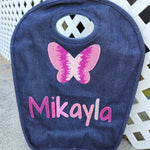 Beaded Butterfly Denim Keyhole Bag