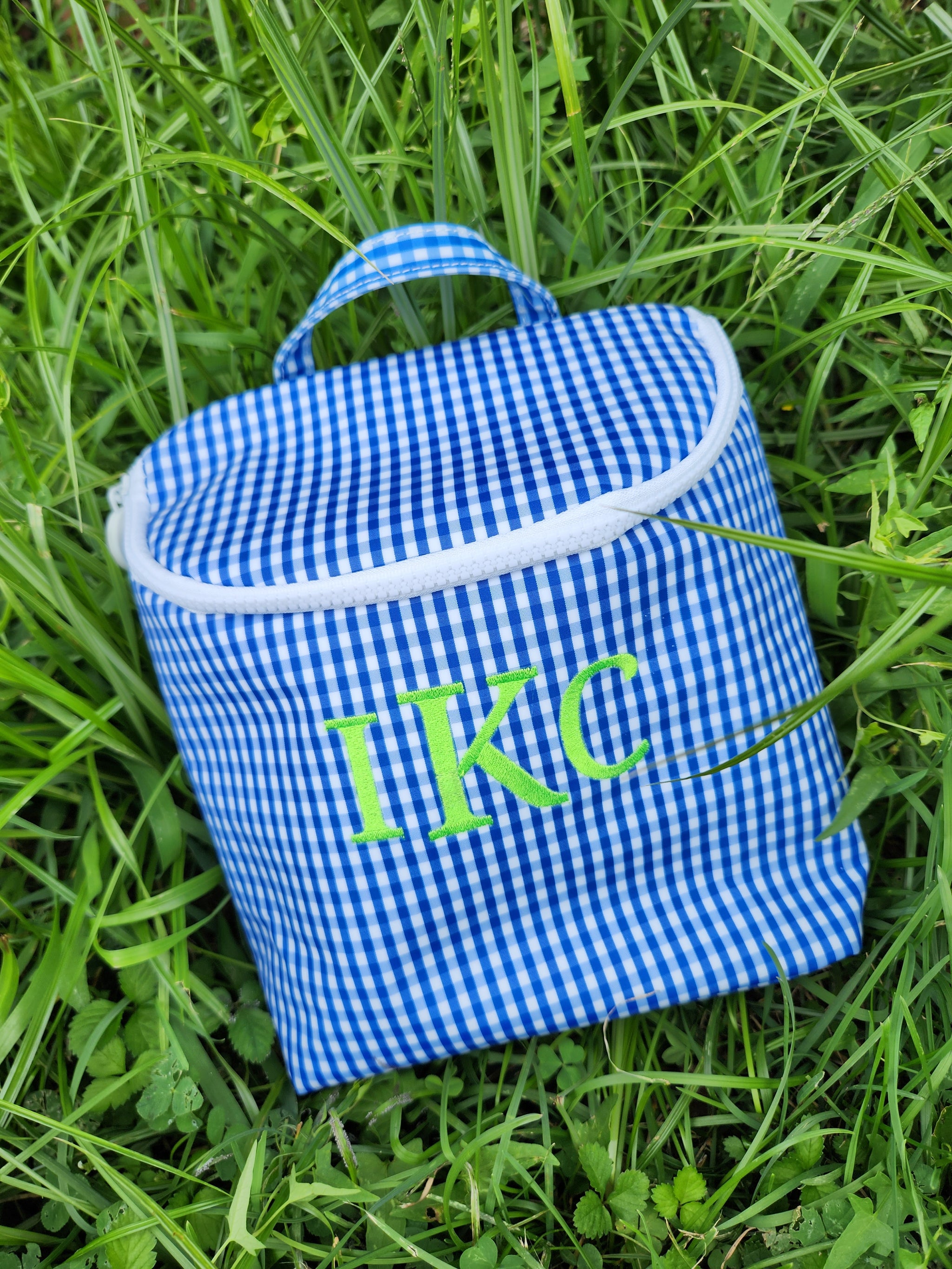 Blue Gingham Lunch/Bottle Bag