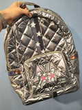 Gunmetal Diamond Stitch Backpack Split Star Straps