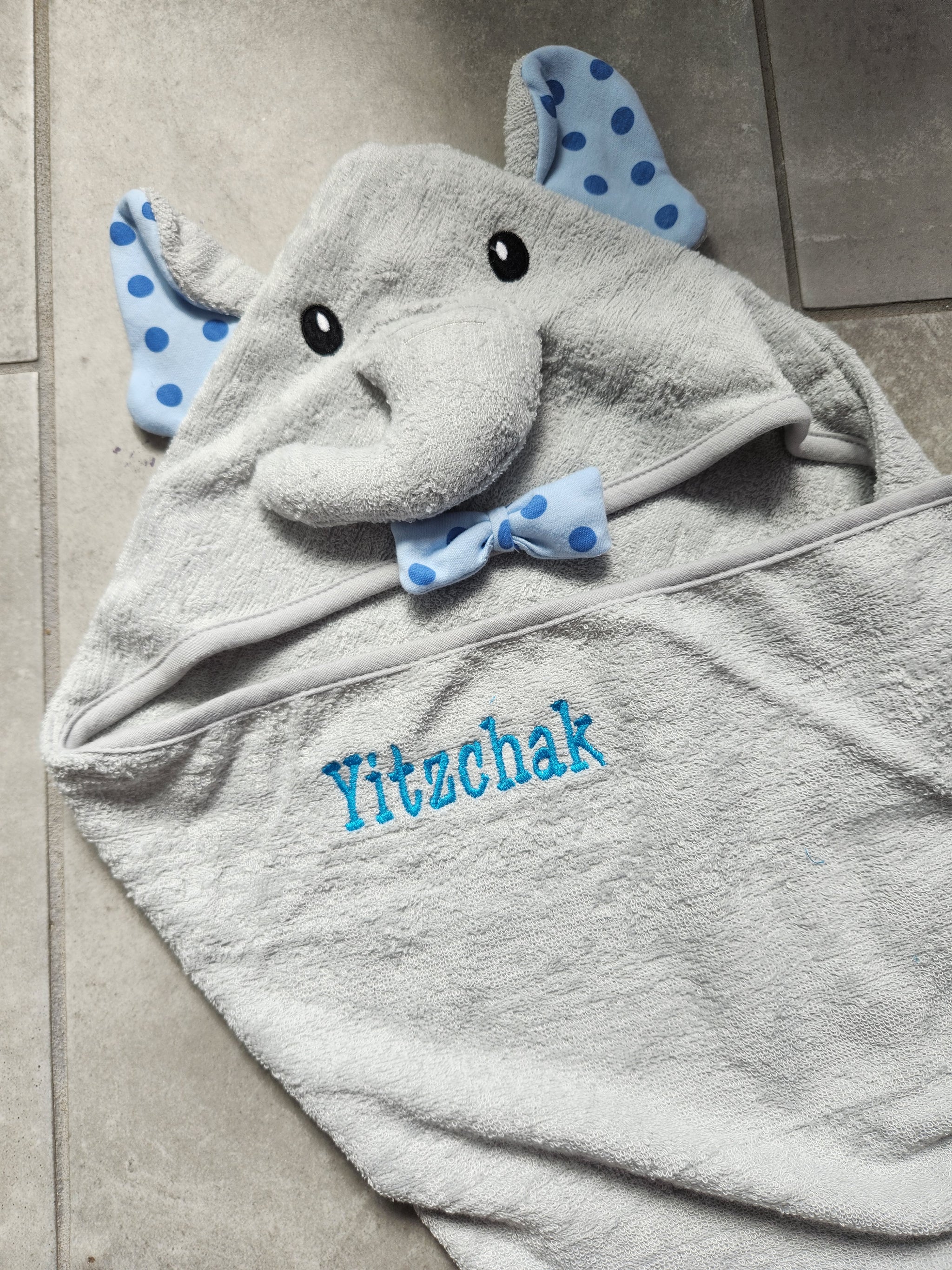 Dapper Elephant Hooded Toddler Towel