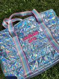Iridescent Puffer Weekender Tote w/Candy Stripe Straps