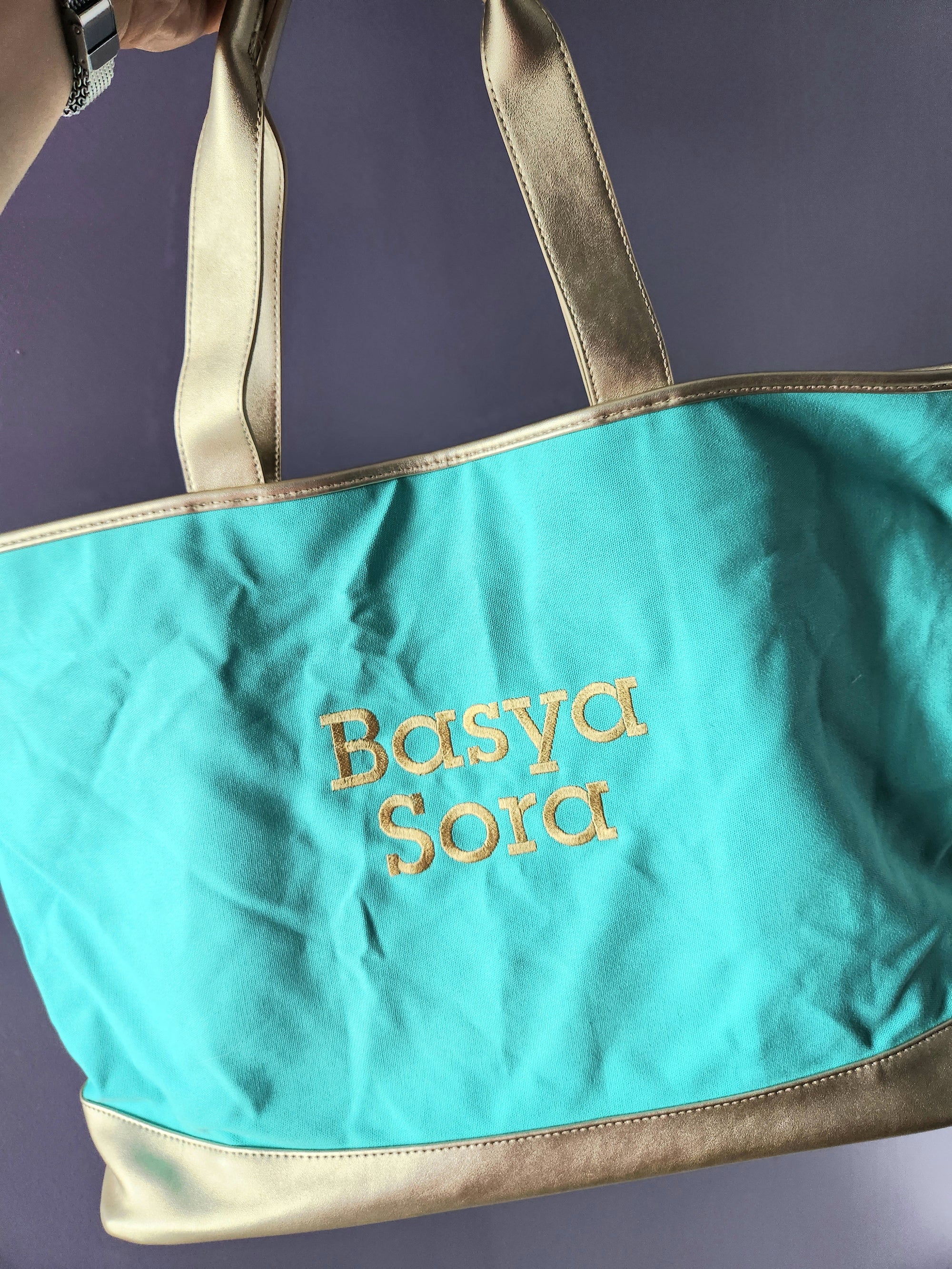 Mint and Gold Tote