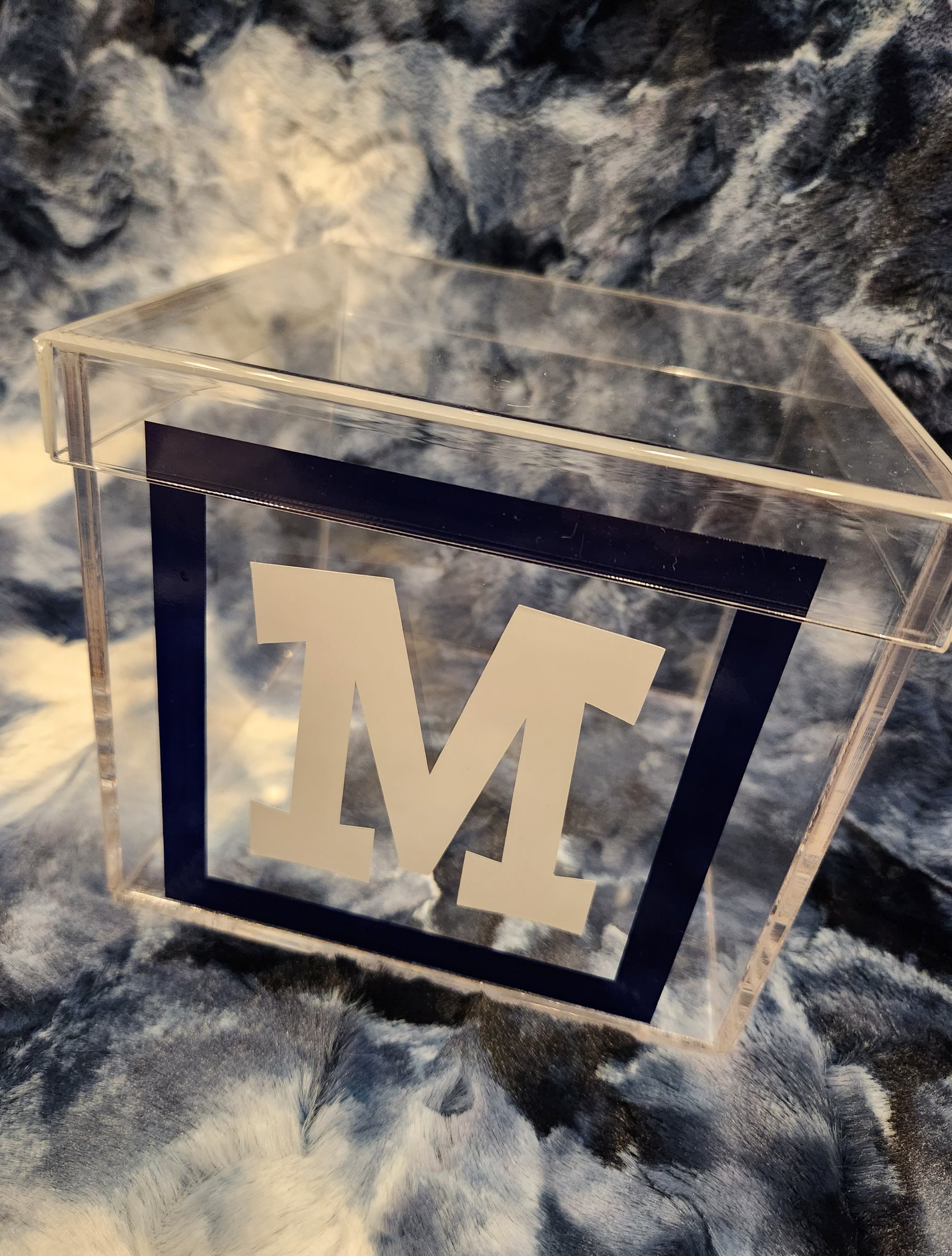 Border Initial Lucite Box