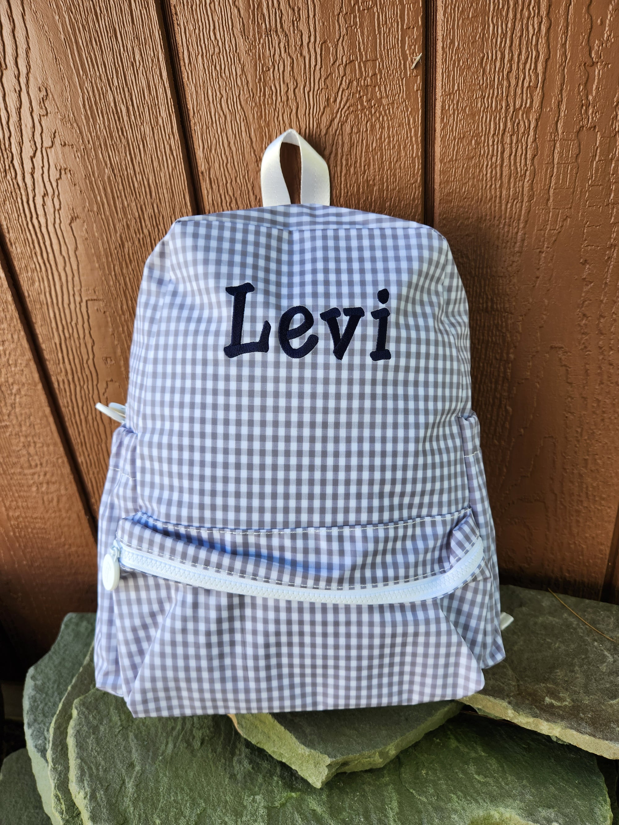 Grey Gingham Backpack