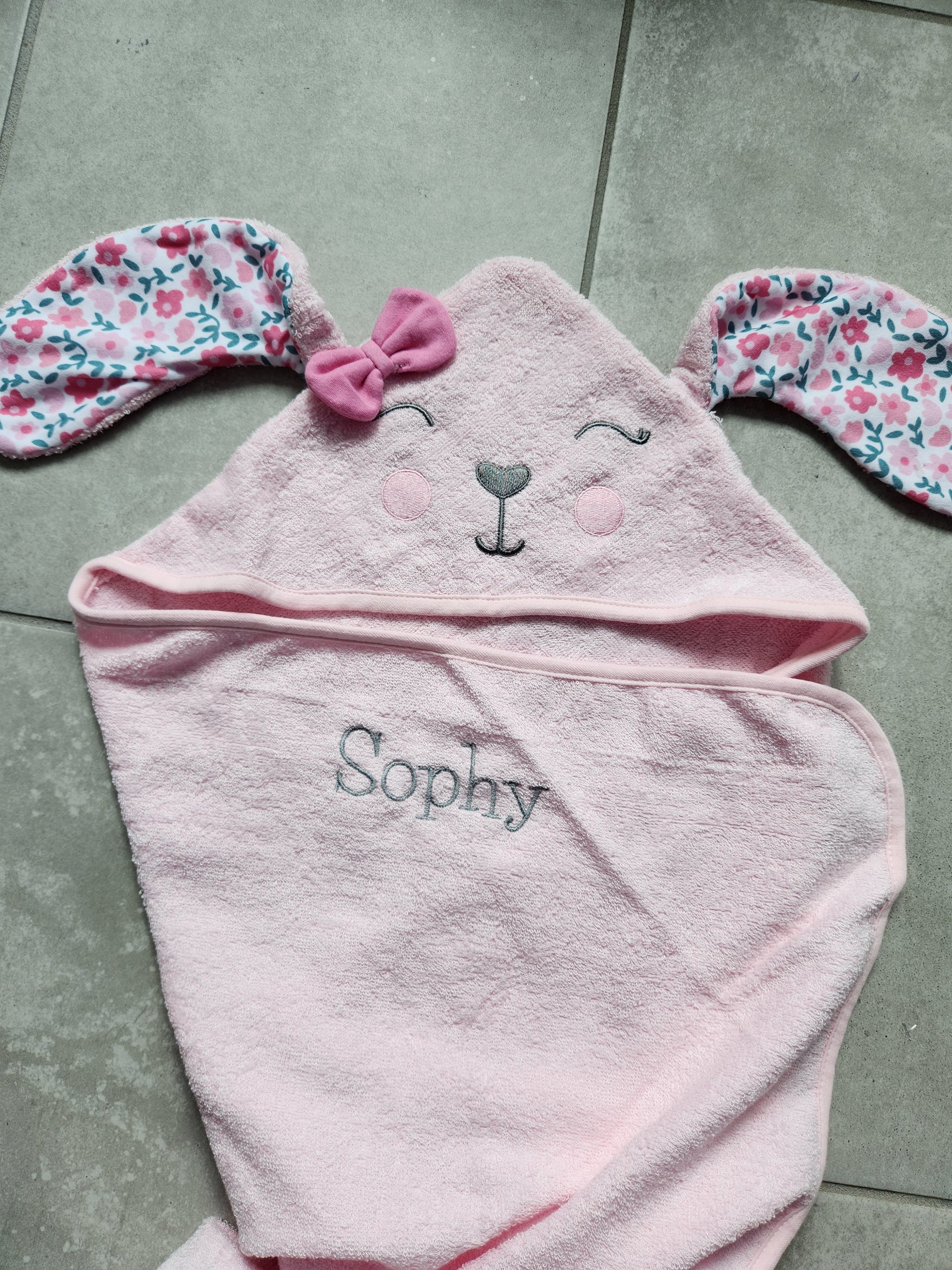 Flower Bunny Hooded Toddler Towel