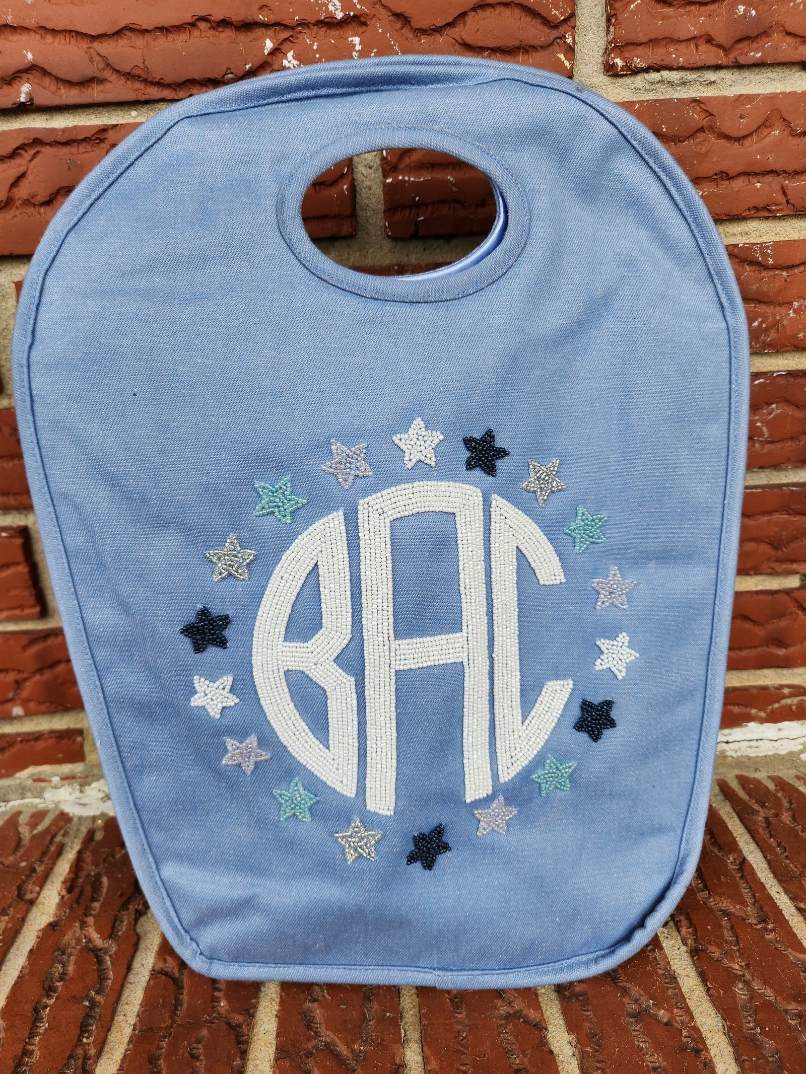 Monogram Star Outline Denim Keyhole Bag