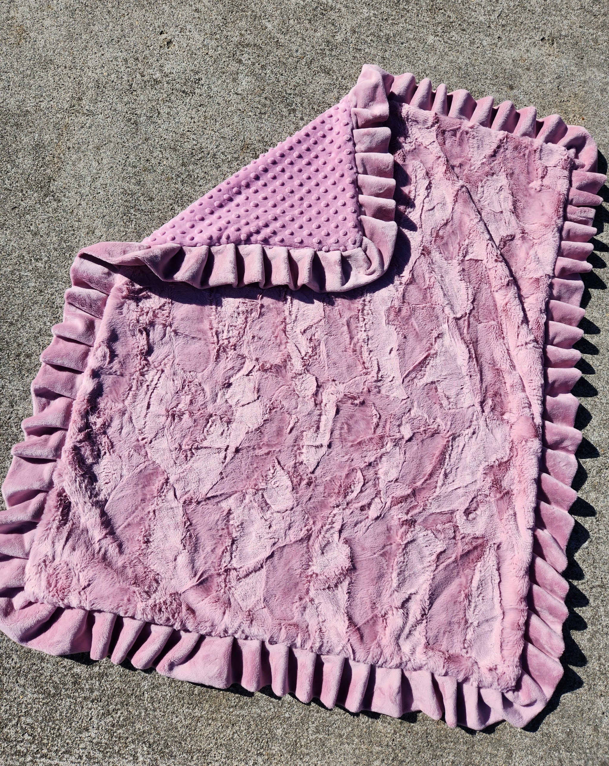 Large Rose Ruffle Rosewood Pink Blanket