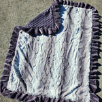 Large Charcoal Ruffle Ombre Gray Blanket