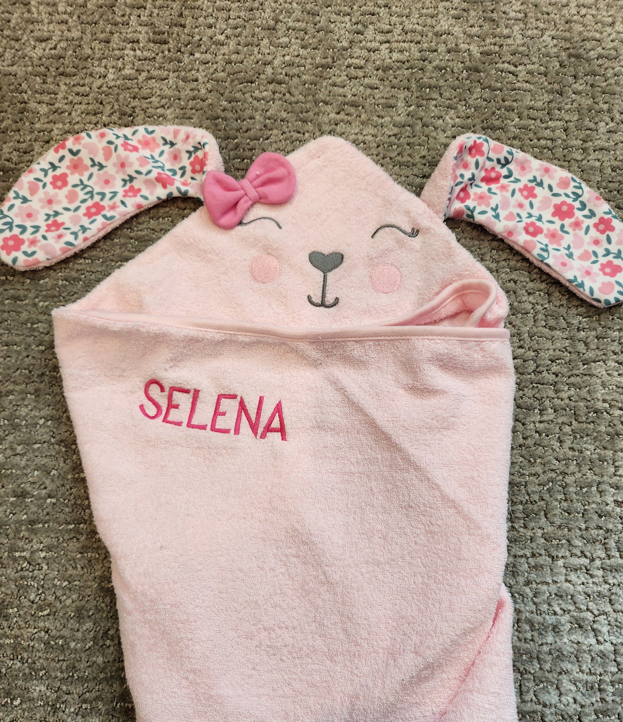 Flower Bunny Hooded Toddler Towel