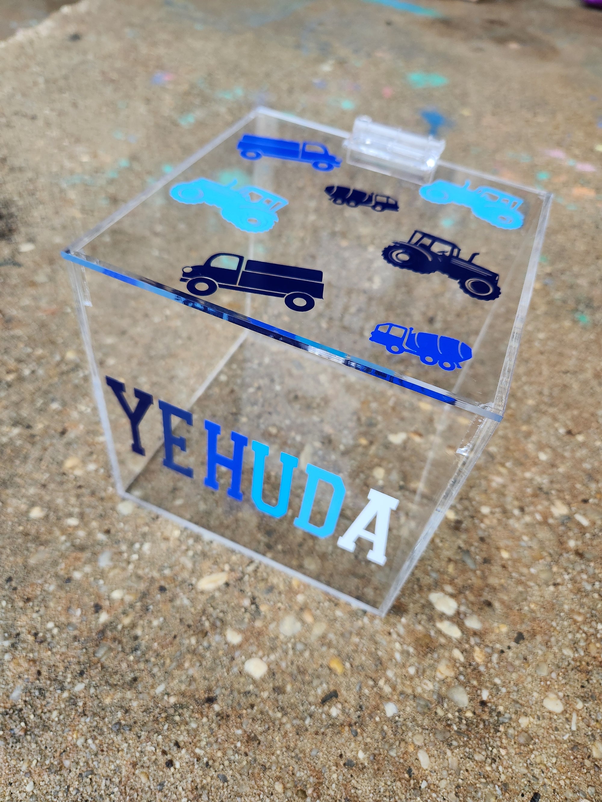 Ombre Name and Vehicles Lucite Box