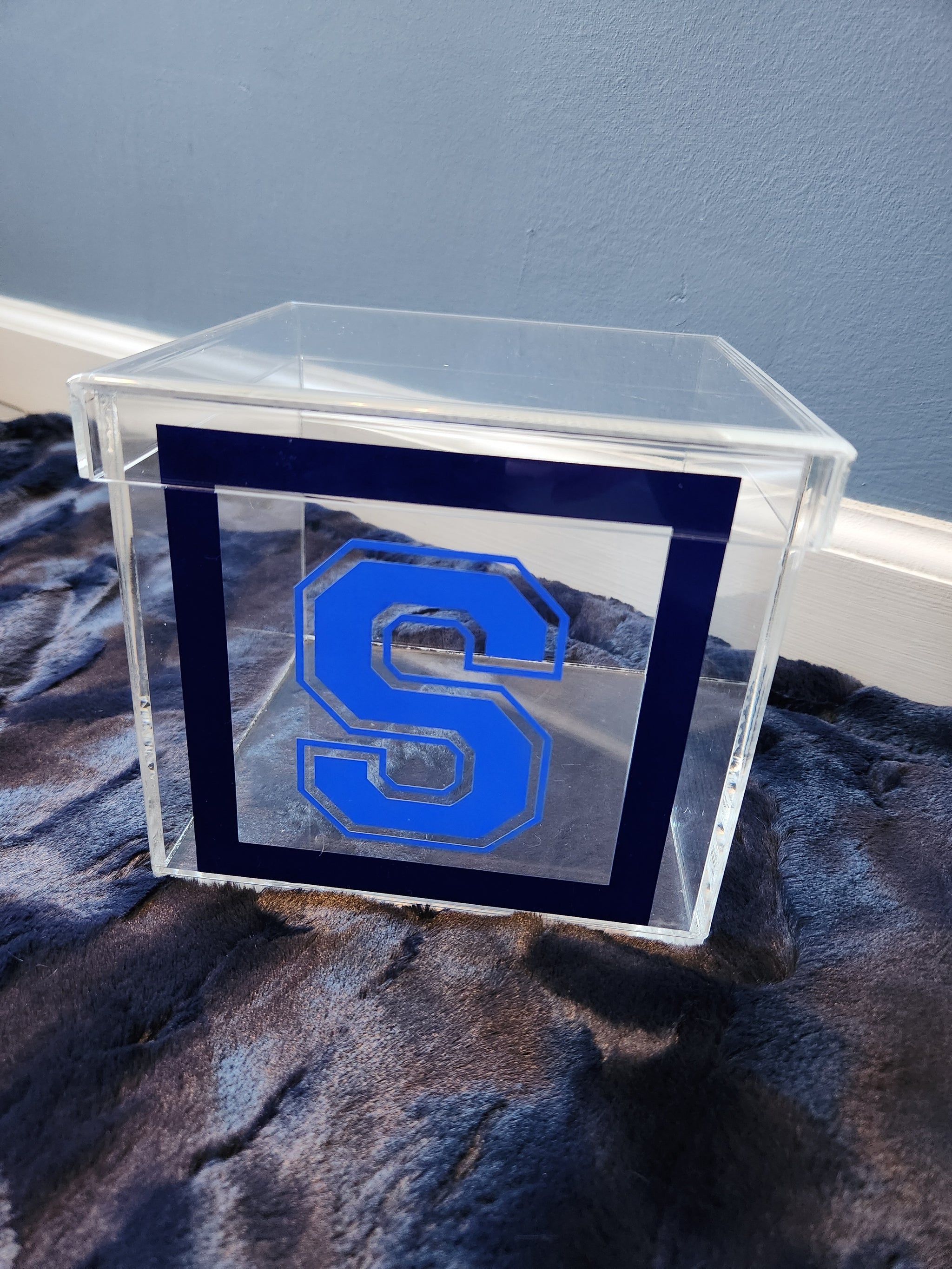 Border Initial Lucite Box