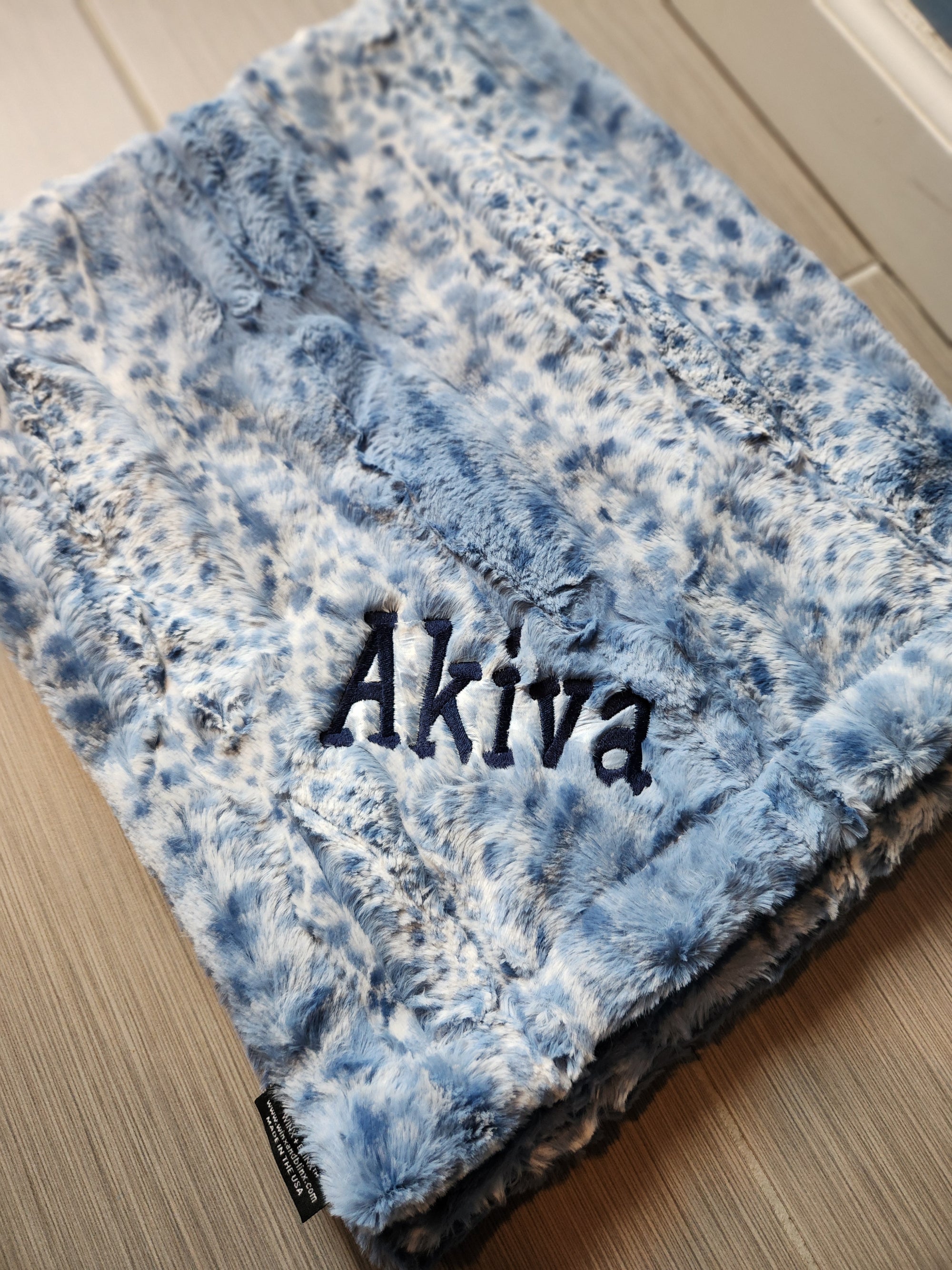 Cibirian Sky Cobalt Minky Blanket