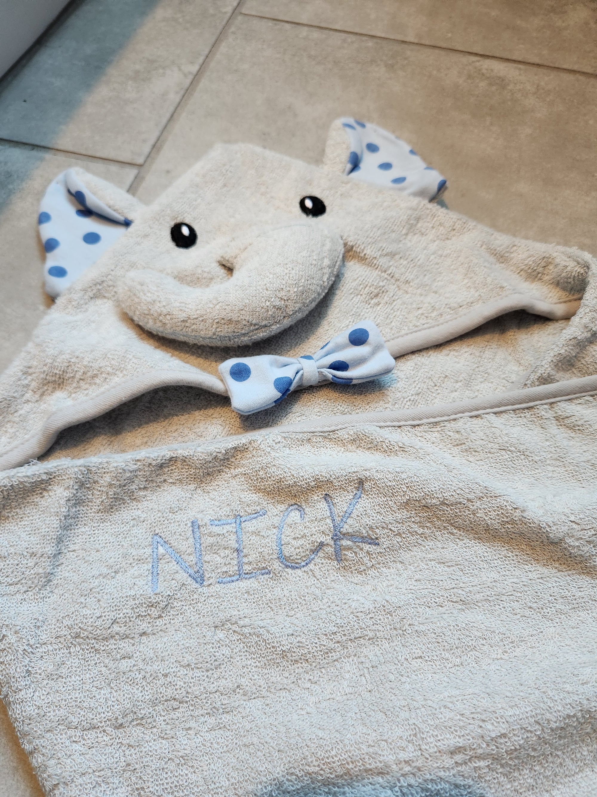 Dapper Elephant Hooded Toddler Towel