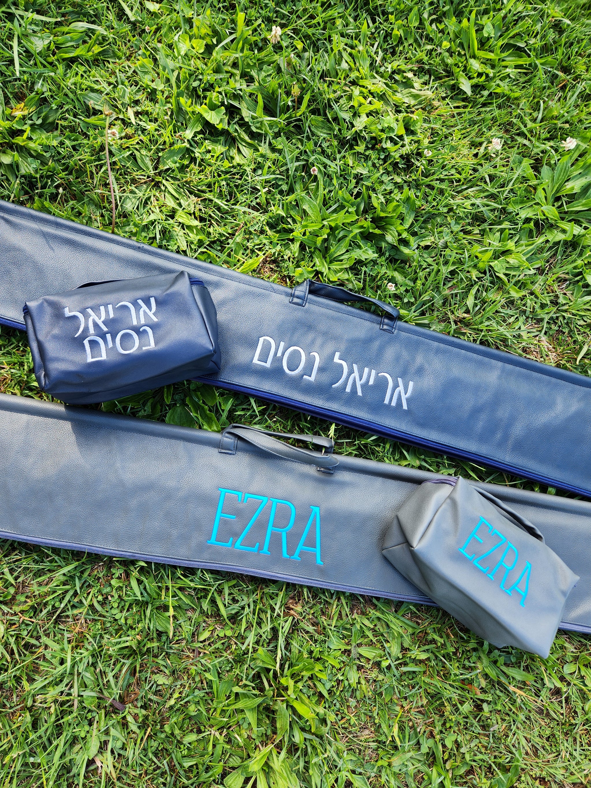 Smooth Gray Leather Lulav and Esrog Case