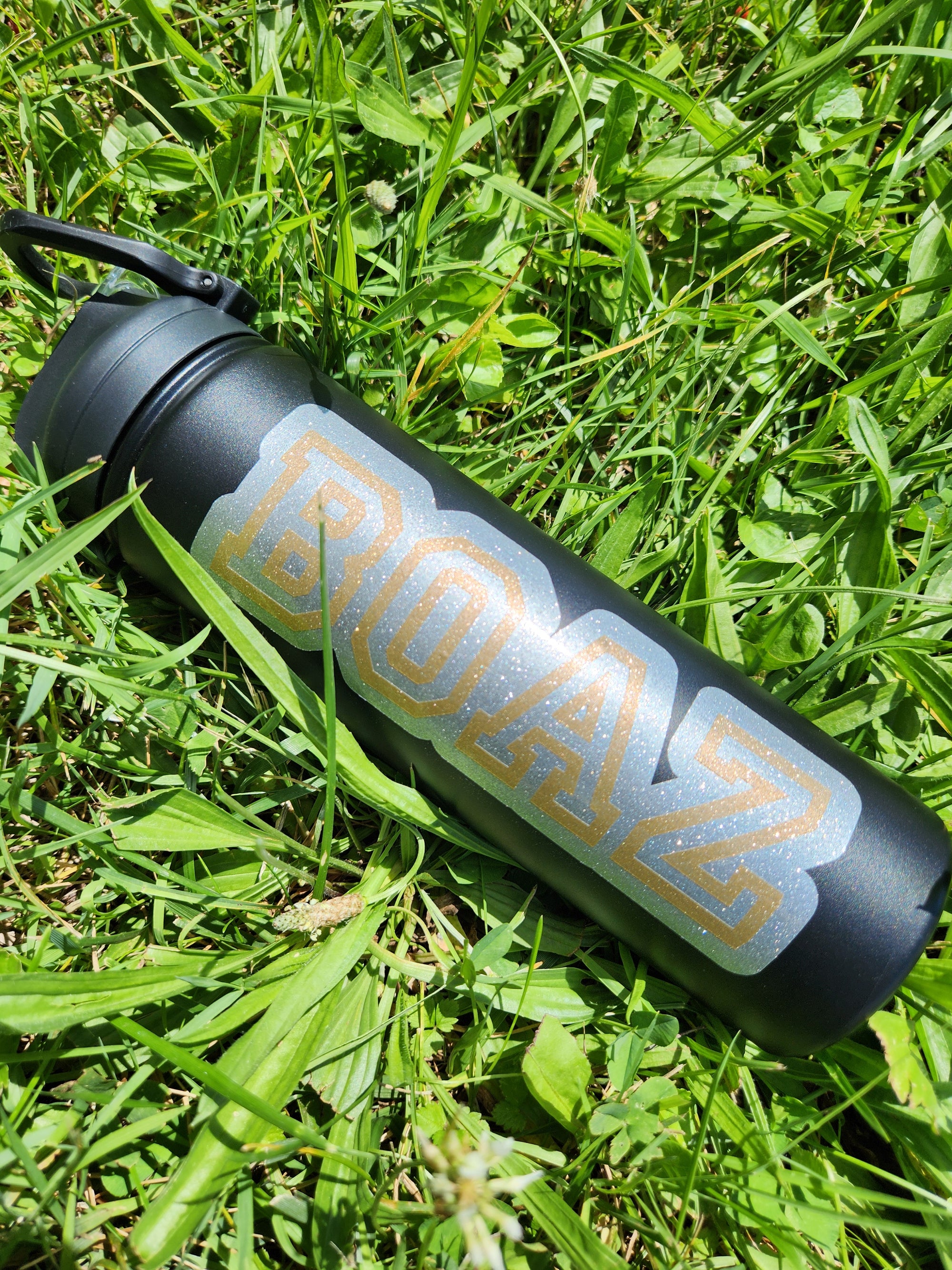 Black Insulated Stainless Steel Water Bottle with Flip-Top Lid