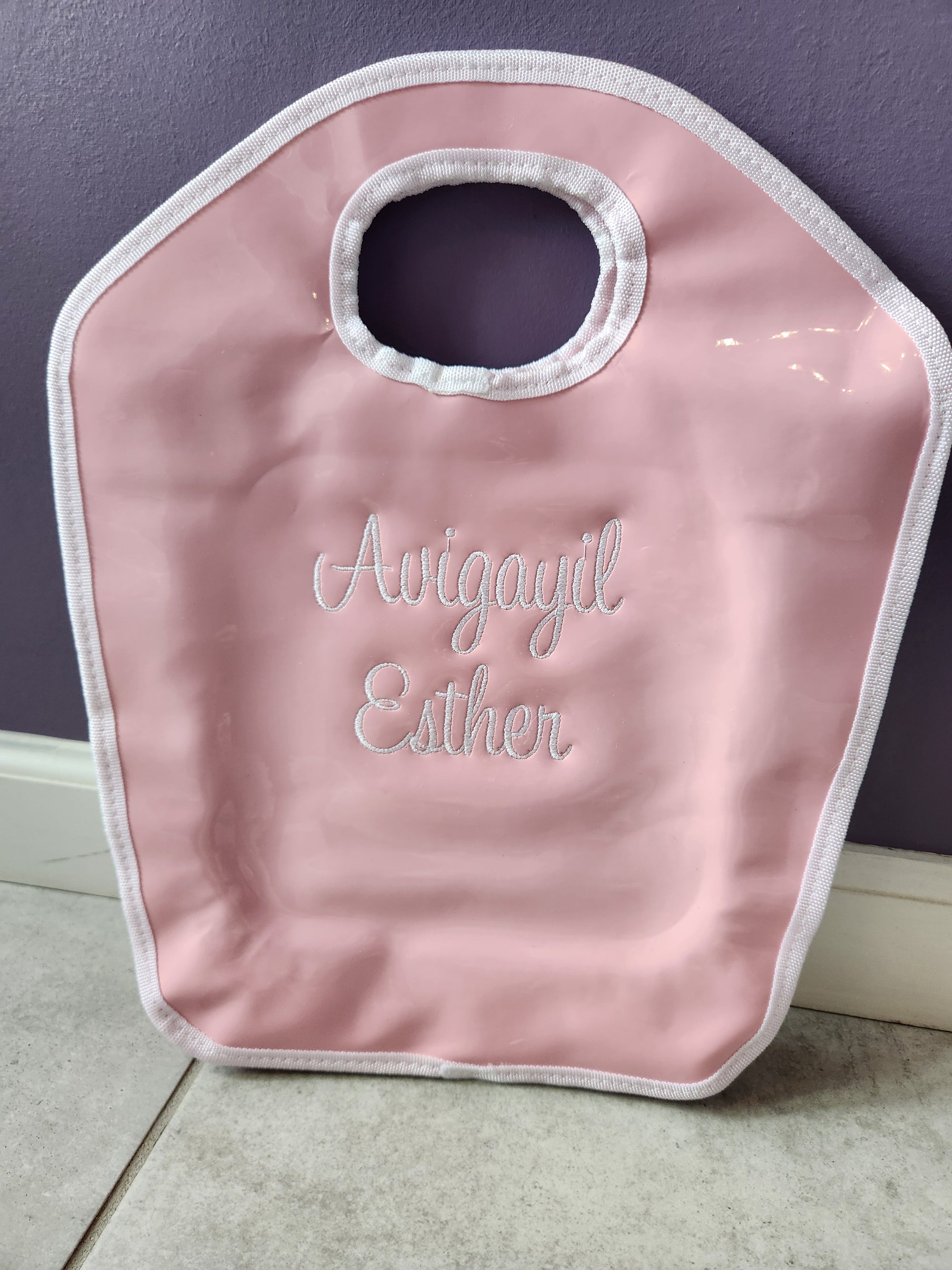 Powder Pink and White Vinyl Keyhole Bag