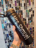 Black Insulated Stainless Steel Water Bottle with Flip-Top Lid
