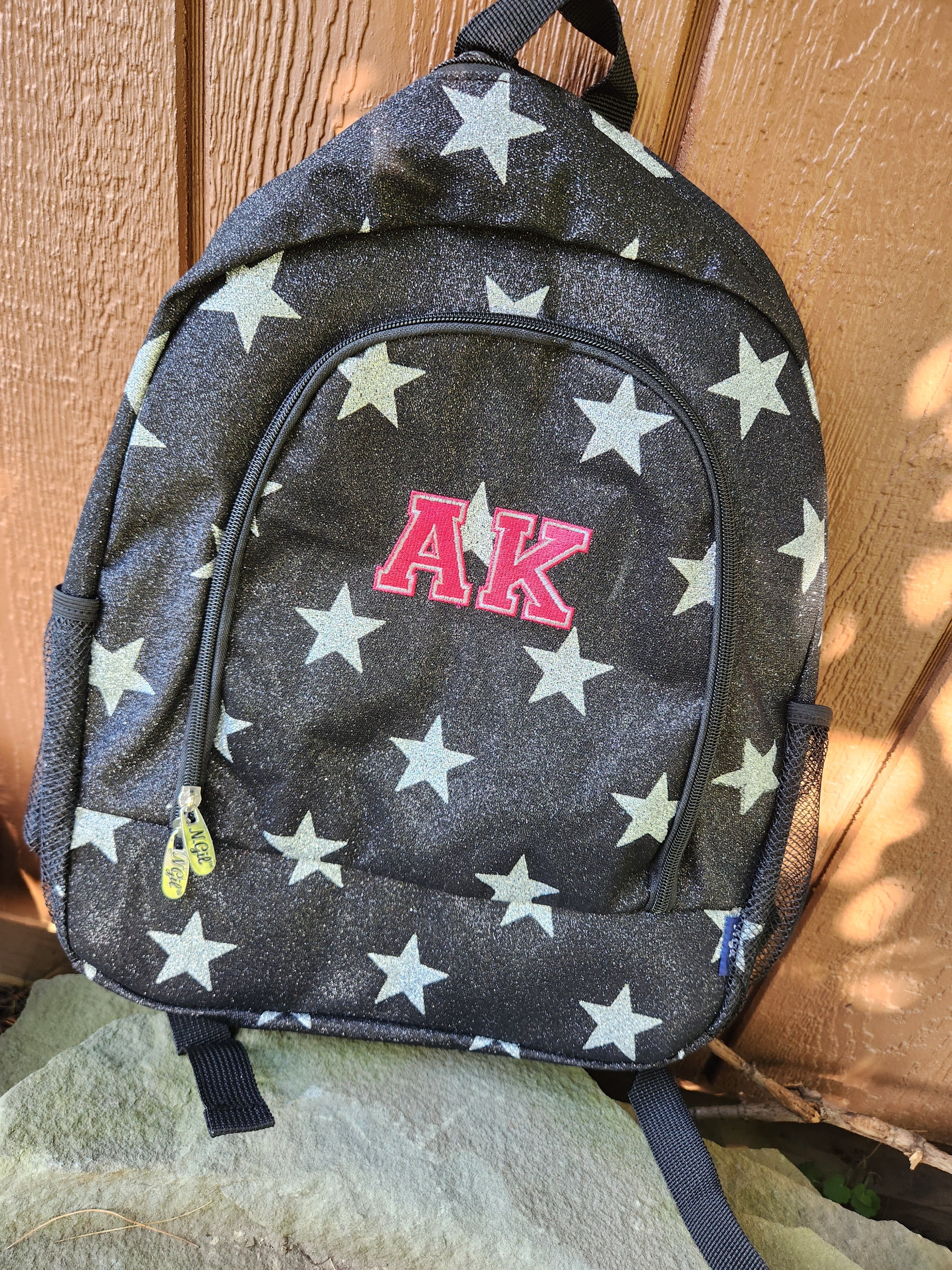 Black Glitter Superstar Canvas Backpack