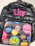 Black Puffer Backpack Spray Happy Pocket