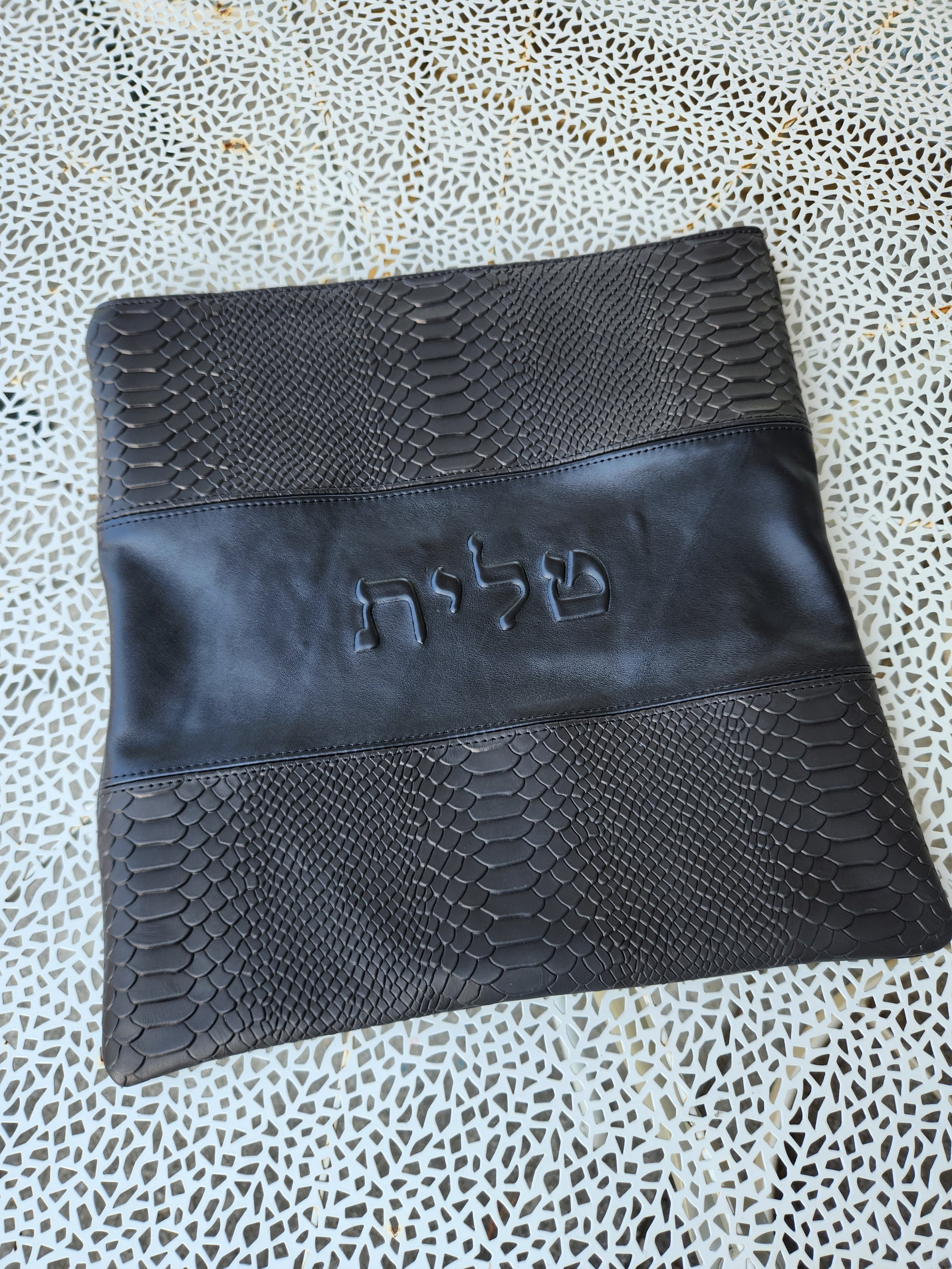 Black Anaconda/Solid Black Tallis/Tefillin bag