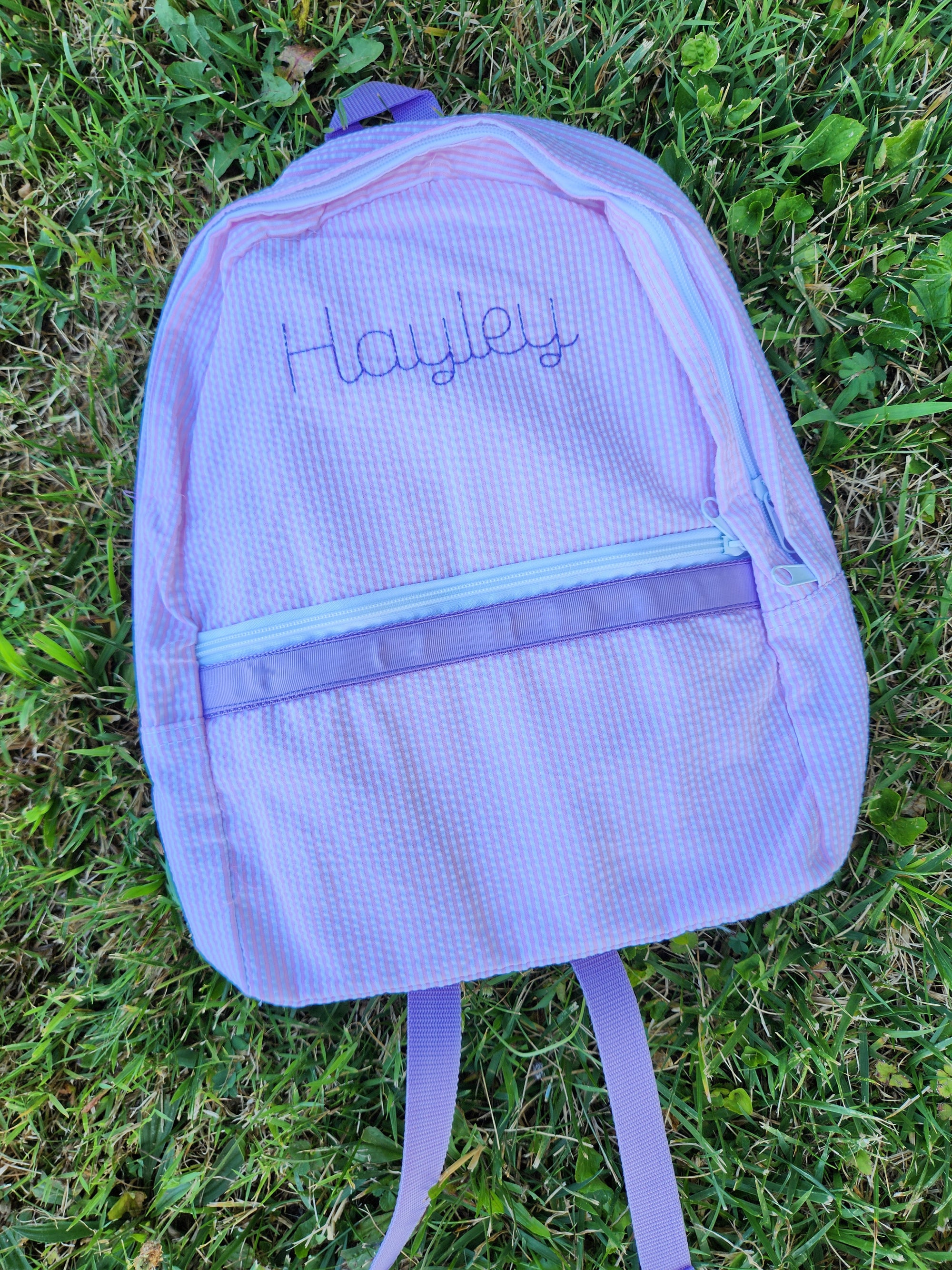 Pink & Purple Seersucker Backpack