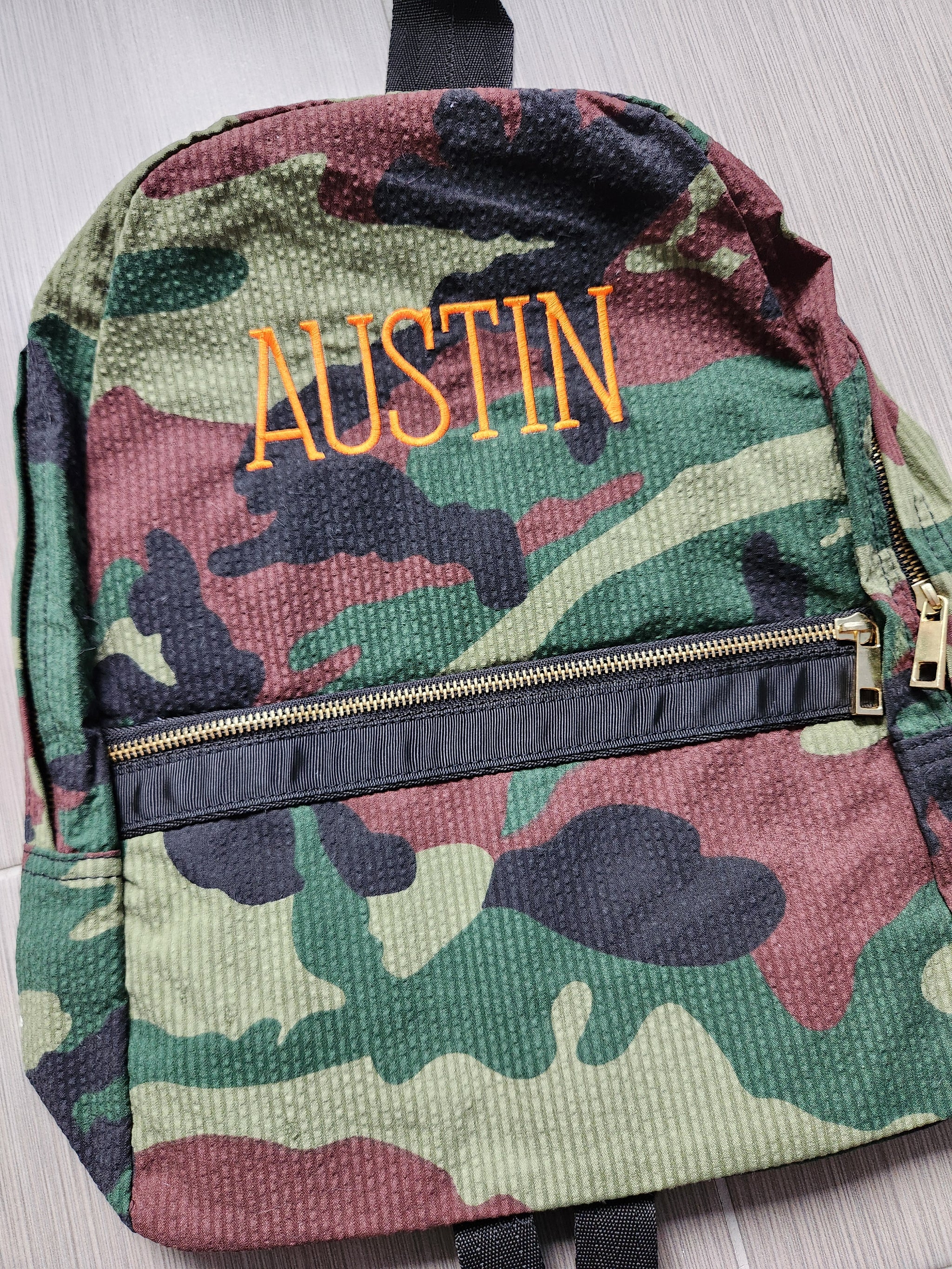 Woodland Camo Backpack w/ gold zipper