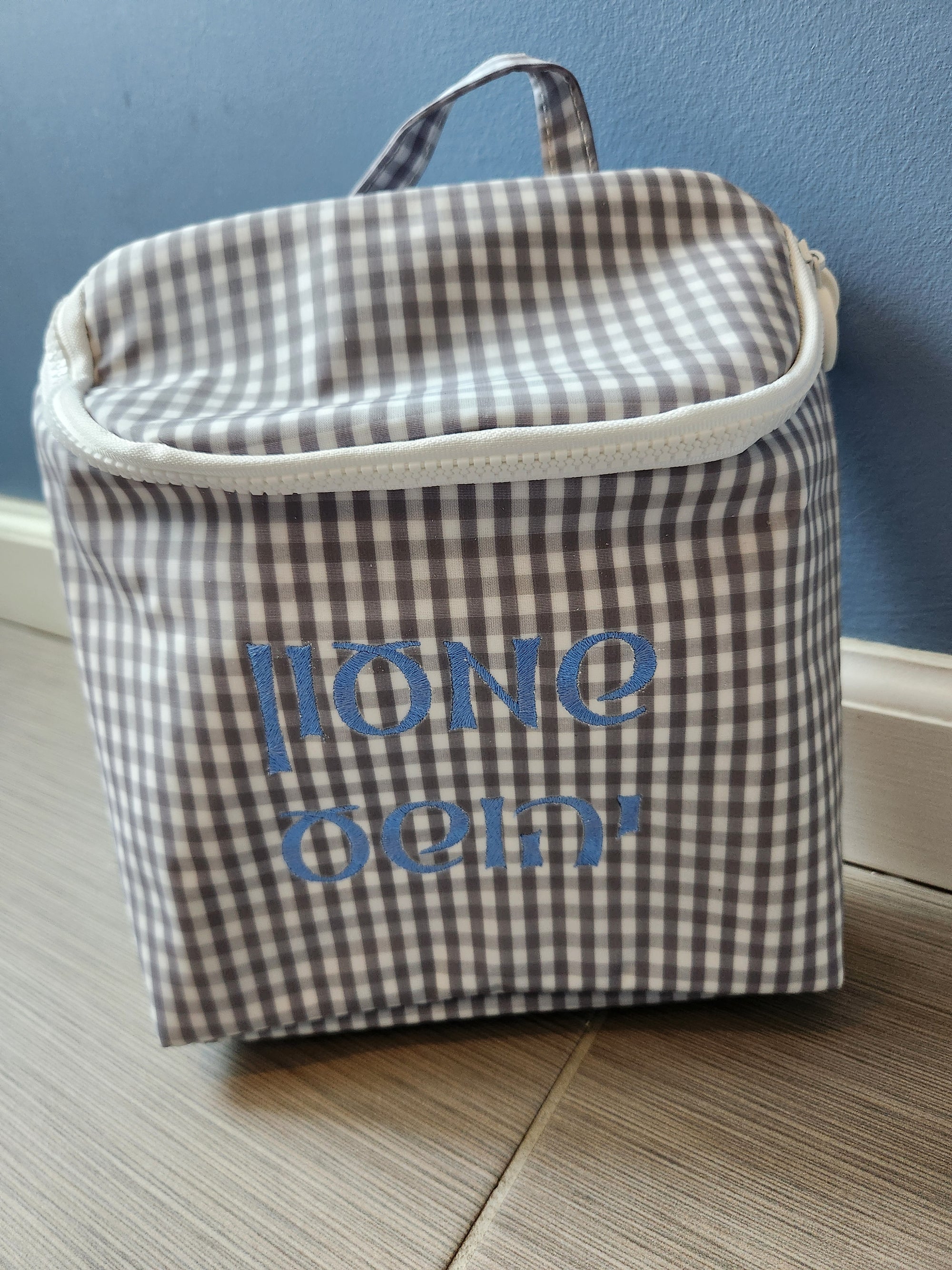 Grey Gingham Lunch/Bottle Bag