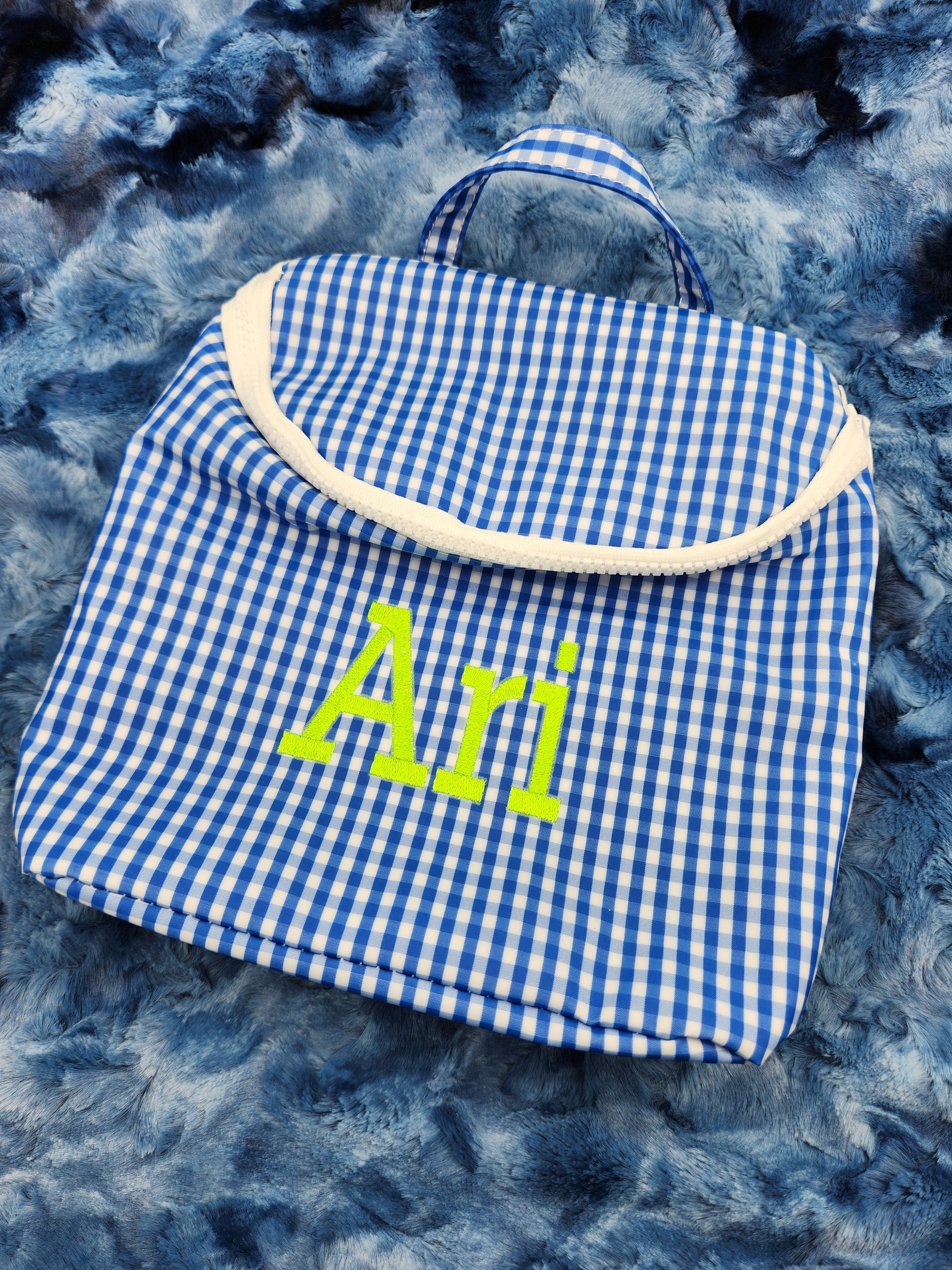 Blue Gingham Lunch/Bottle Bag