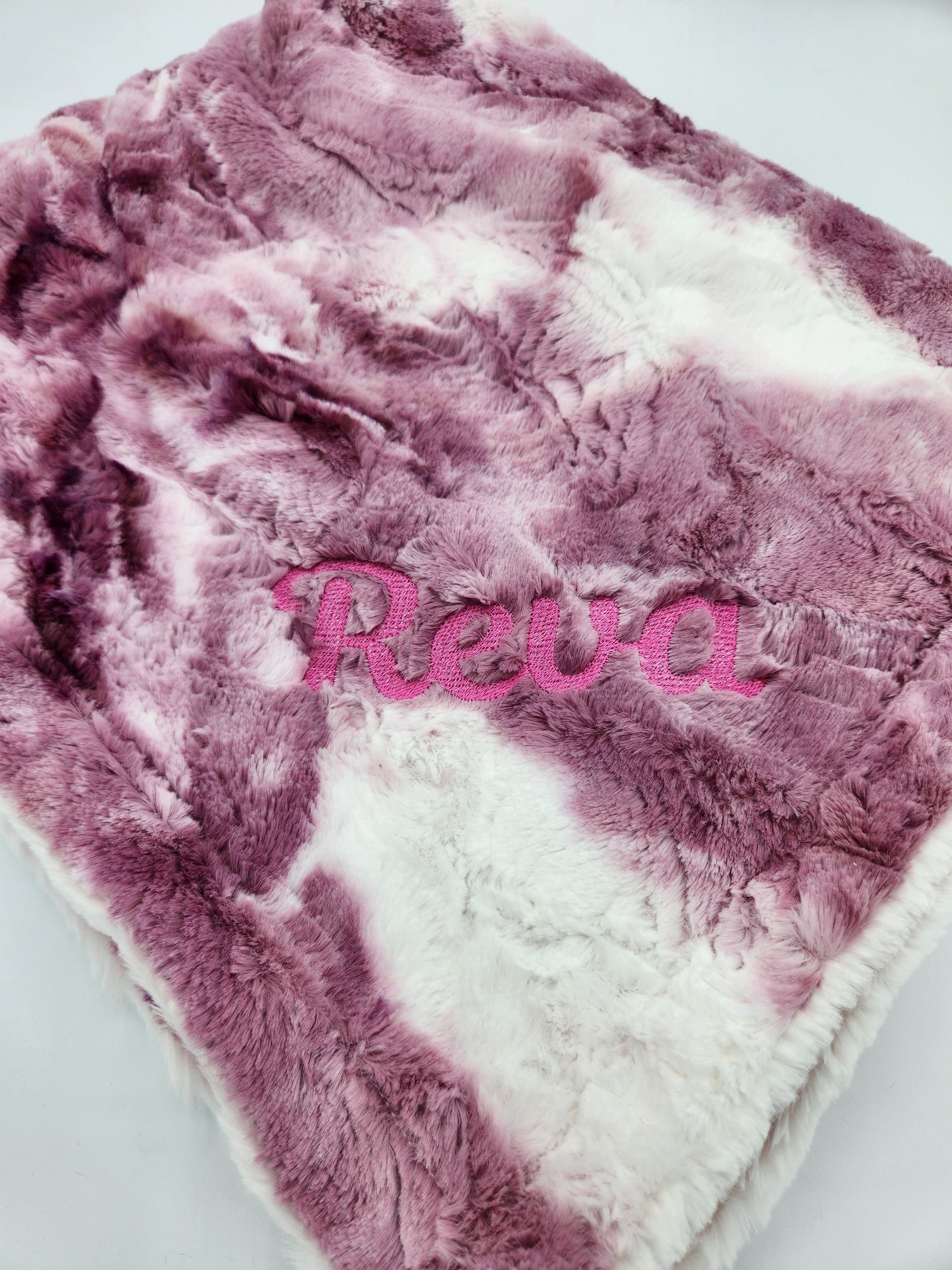 "REVA" Sorbet Raspberry Minky Blanket SOLD AS IS