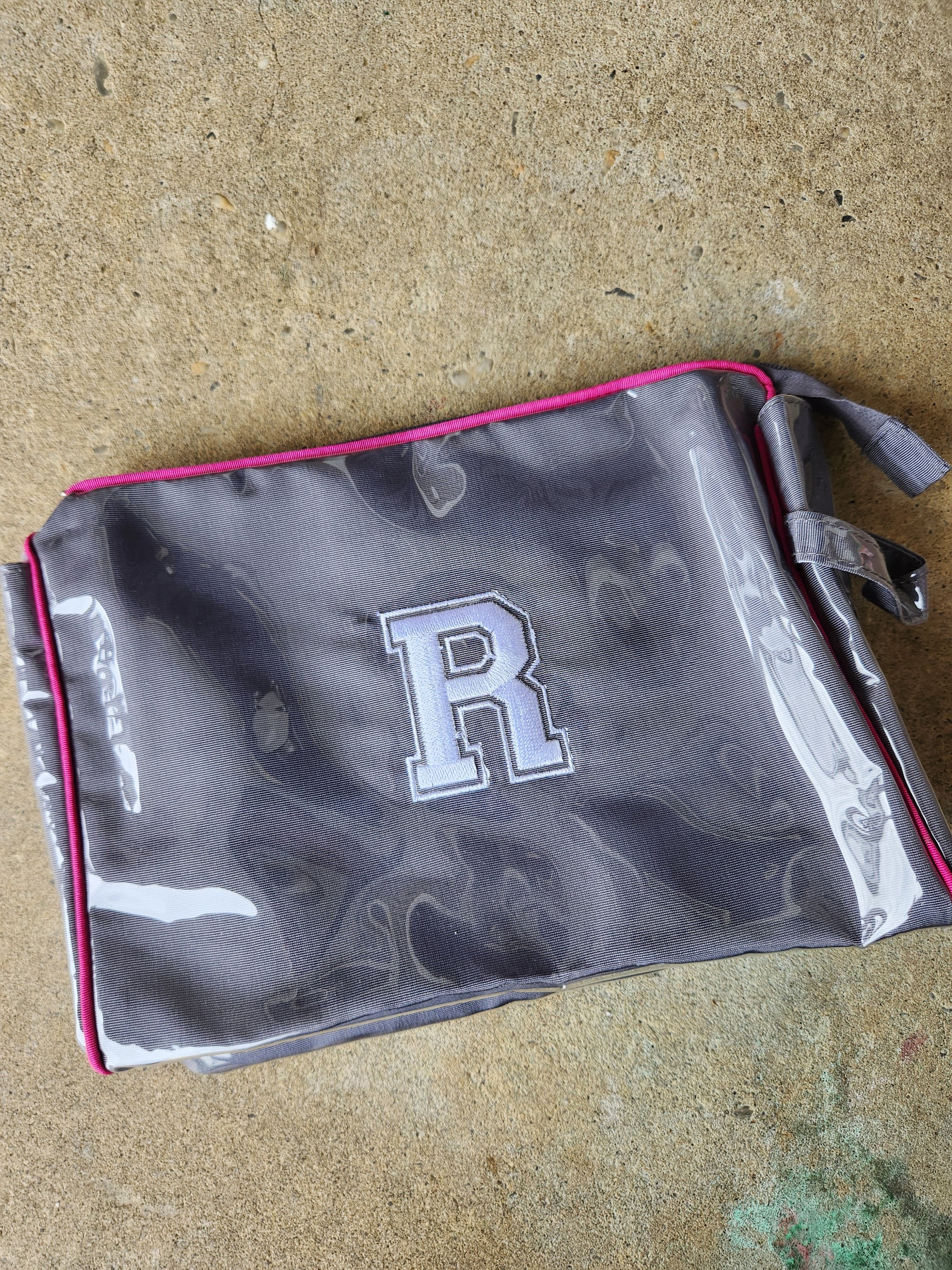 Medium Gray and Hot Pink Vinyl Toiletry Pouch