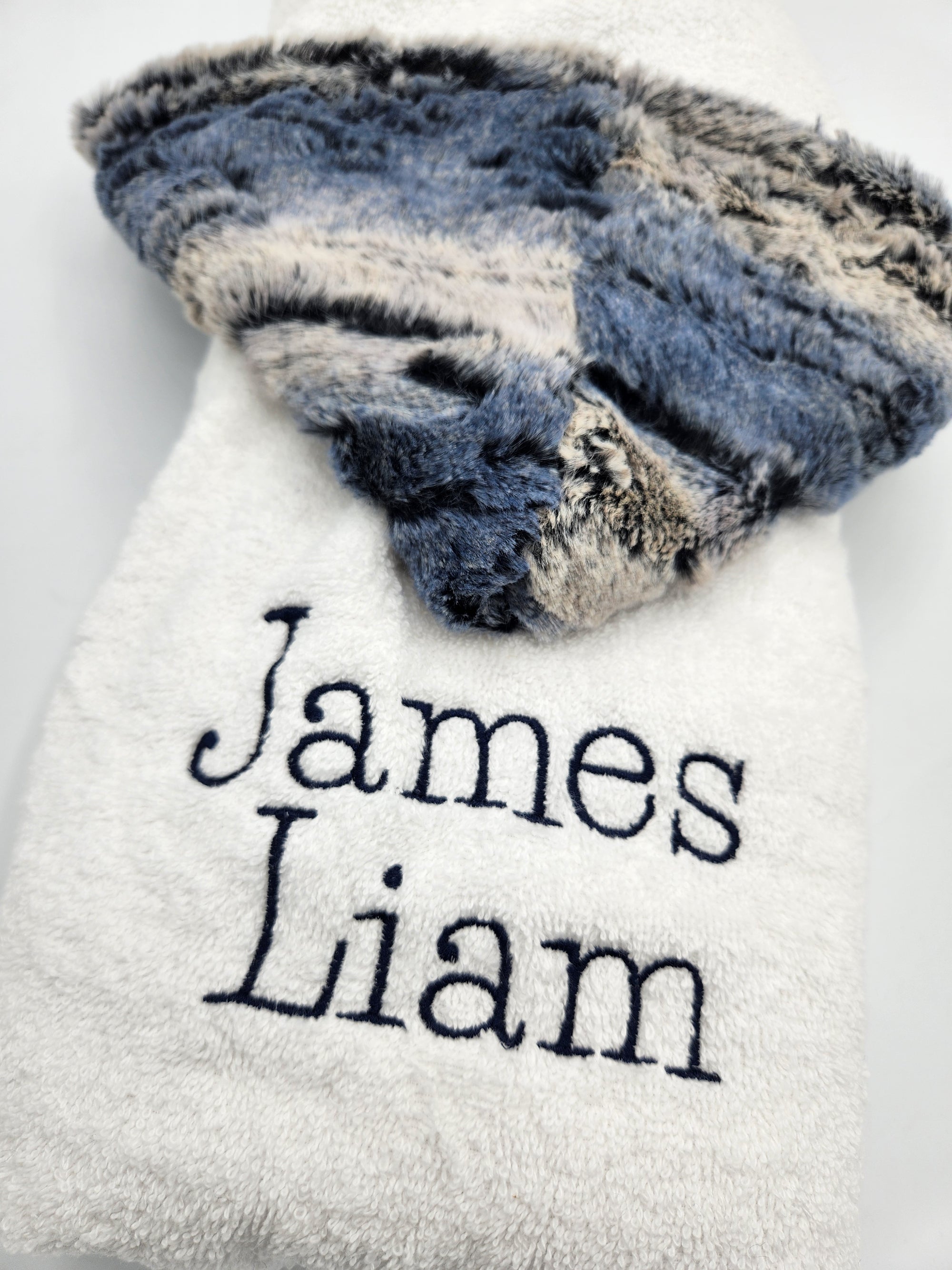 Ombre Navy White Hooded Towel