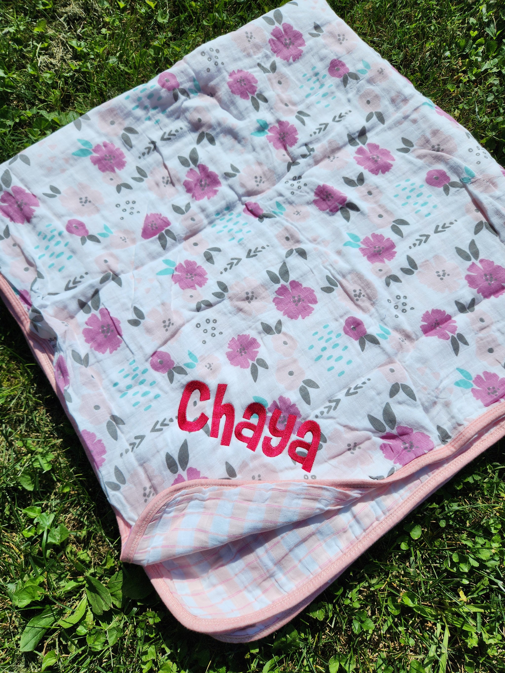 Floral Muslin Stroller Blanket