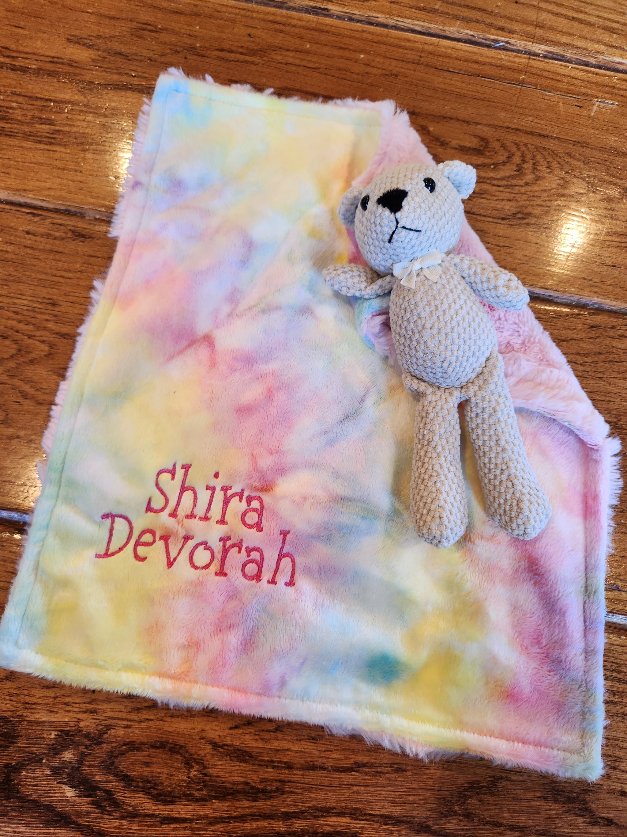 Tie Dye Cotton Candy Lovie With Cream Teddy Bear