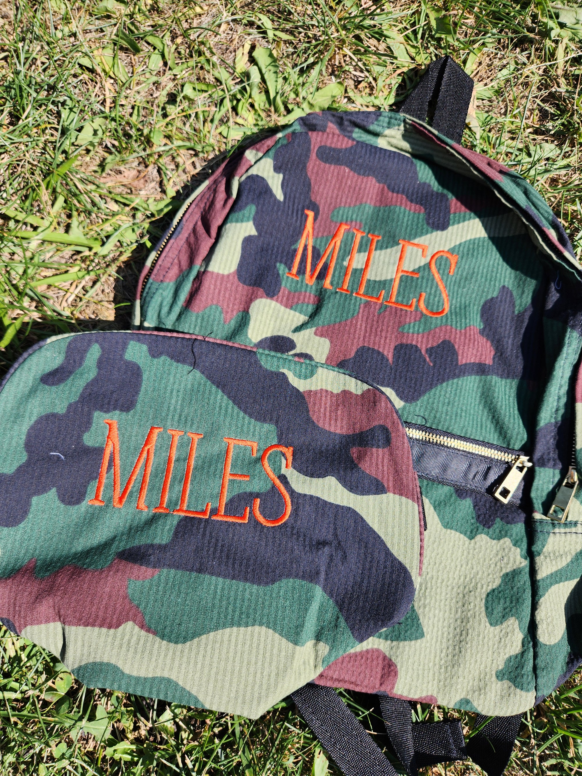 Woodland Camo Backpack w/ gold zipper