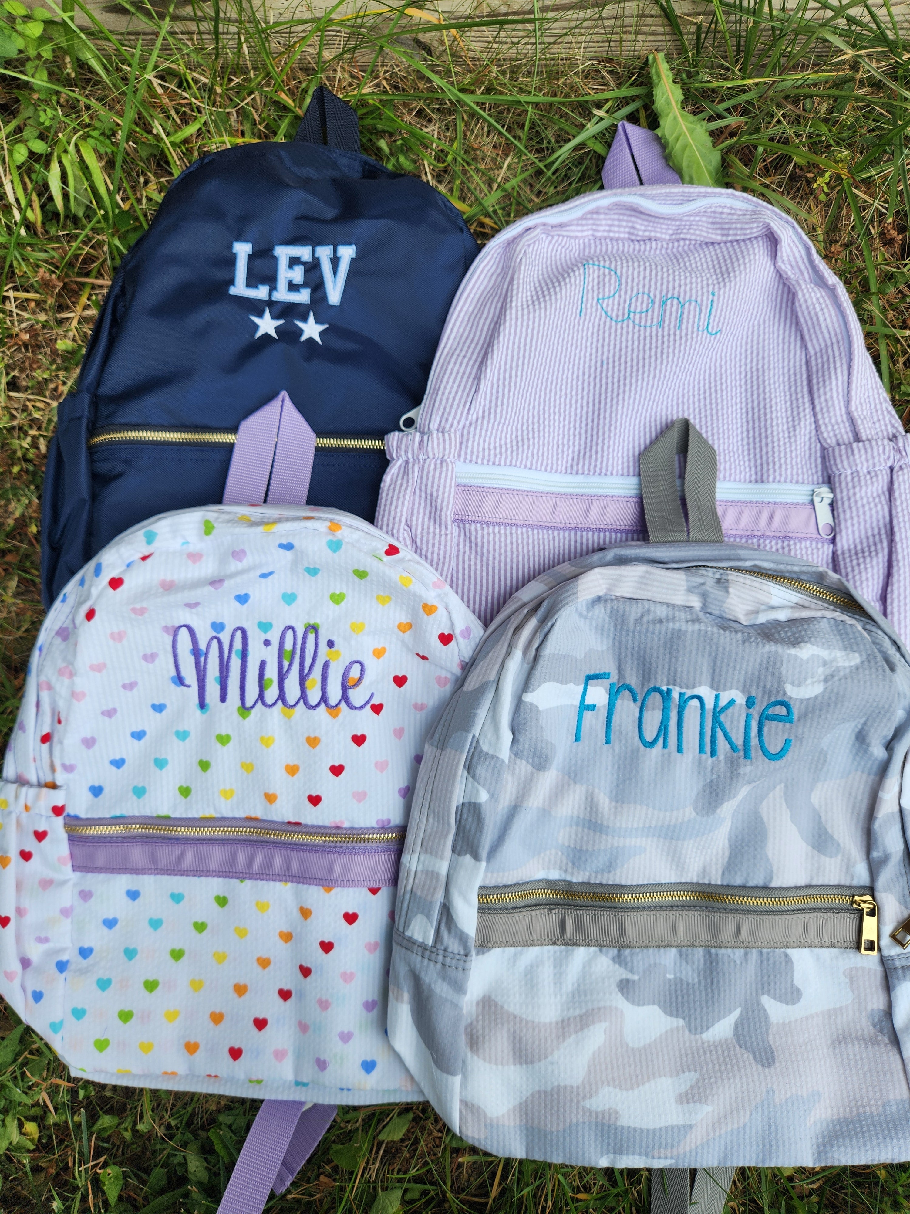 Seersucker backpack with pockets top